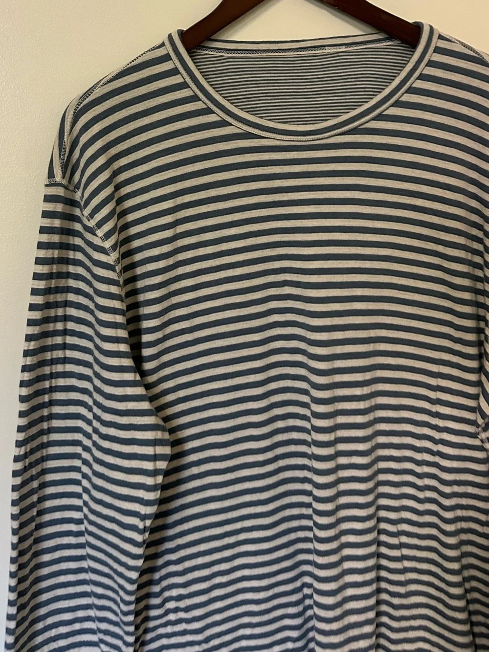 Faherty Cloud Reversible Long Sleeve Tee Marine Ivory Stripe Mens XL Pima Cotton